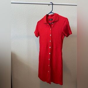 Bershka Vibrant Red Midi Dress